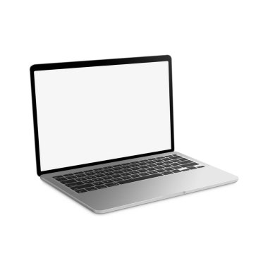 Beyaz arkaplanda beyaz boş dizüstü bilgisayar şablonu izole