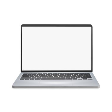 Beyaz arkaplanda beyaz boş dizüstü bilgisayar şablonu izole