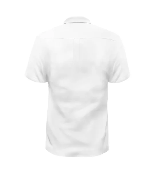 Camisa Pólo Branco Branco Visão Traseira Isolado Fundo Branco — Fotografia de Stock