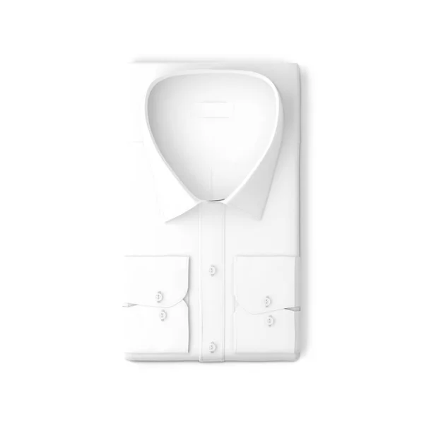 Camisa Dobrada Polo Colar Branco Branco Isolado Fundo Branco — Fotografia de Stock