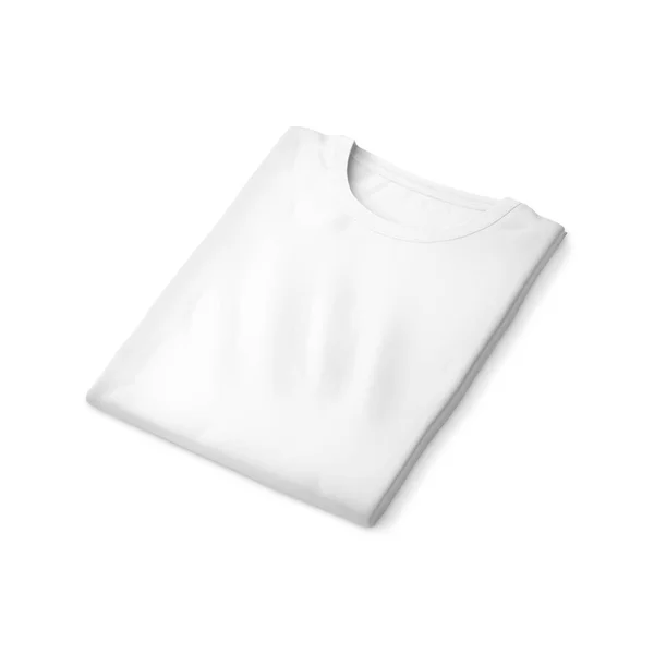 Boş Katlanmış Shirt Mockup Beyaz Arkaplanda Izole Edilmiş — Stok fotoğraf