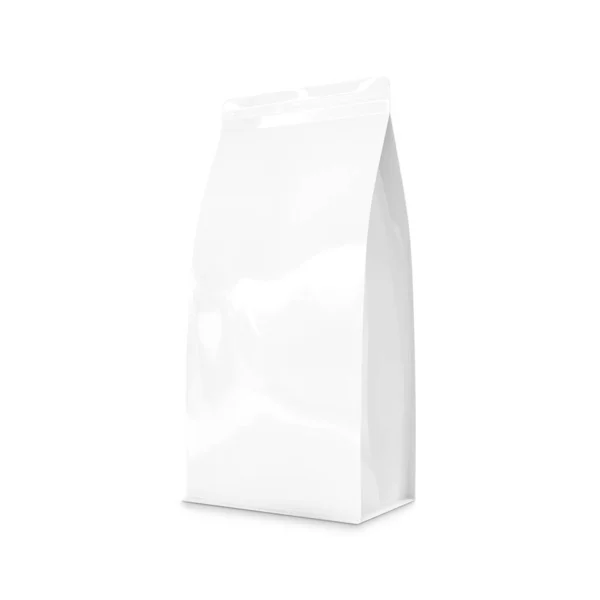 Glossy Blank Coffee Bag White Mockup Isolated White Background — Stock Photo, Image