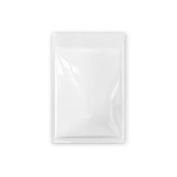 Glossy Blank Sachet White Template Isoliert Auf Weißem Hintergrund — Stockfoto