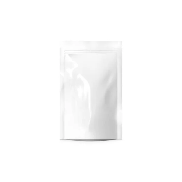 Glossy Pouch Blank White Template Isoliert Einem Weißen Hintergrund — Stockfoto