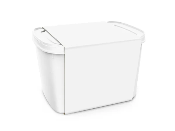 白い背景に分離された白いアイスクリームの白い容器のモックアップ — ストック写真