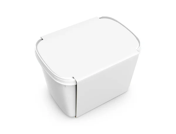 Blank Ice Cream White Container Mockup Izolacja Białym Tle — Zdjęcie stockowe