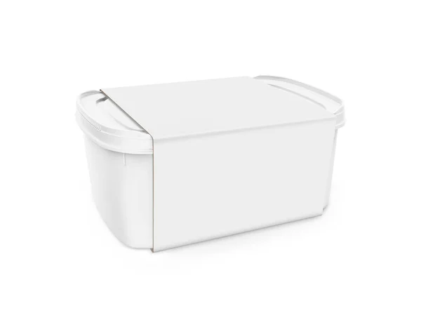 Blank Ice Cream White Container Mockup Izolacja Białym Tle — Zdjęcie stockowe