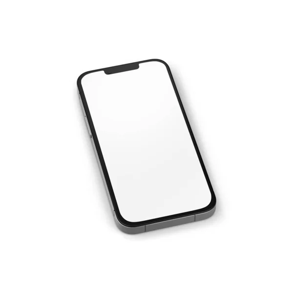 Modello Telefono Bianco Vuoto Isolato Uno Sfondo Bianco — Foto Stock