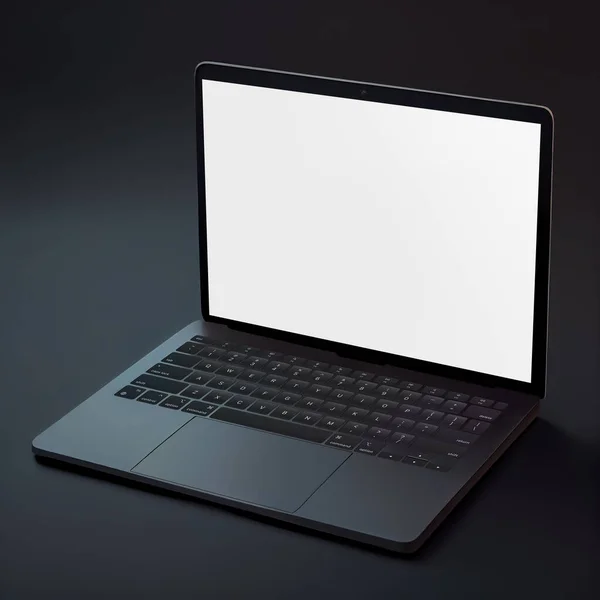 Üres Laptop Sablon Számítógép Elszigetelt Szürke Háttér — Stock Fotó