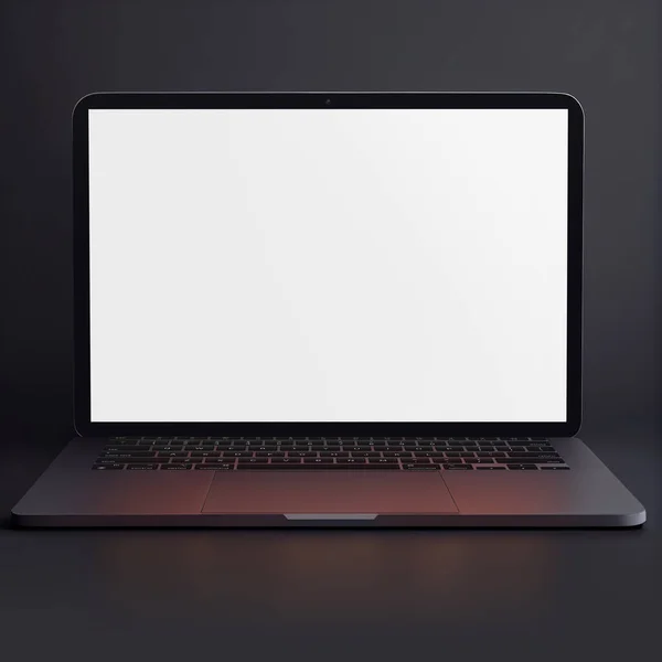 Computador Modelo Laptop Branco Isolado Fundo Acinzentado — Fotografia de Stock