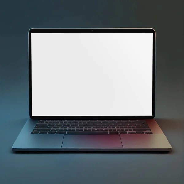 Boş Dizüstü Bilgisayar Şablon Bilgisayarı Grimsi Bir Arkaplanda Izole Edildi — Stok fotoğraf