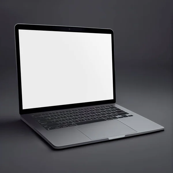Computador Modelo Laptop Branco Isolado Fundo Acinzentado — Fotografia de Stock