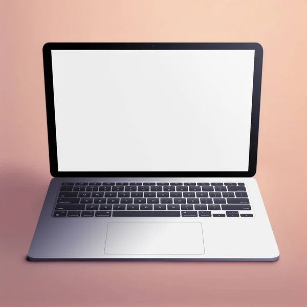Computador Modelo Laptop Branco Isolado Fundo Rosado — Fotografia de Stock