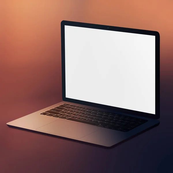 Pusty Laptop Szablon Komputer Izolowany Różowym Tle — Zdjęcie stockowe