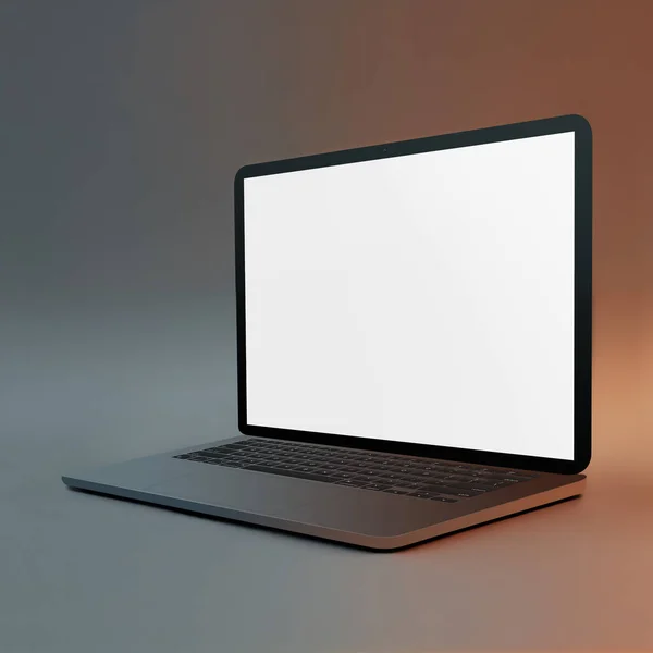 在灰暗背景下隔离的空白笔记本电脑模板计算机 — 图库照片