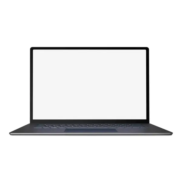 Vit Blank Mall Laptop Isolerad Vit Bakgrund — Stockfoto