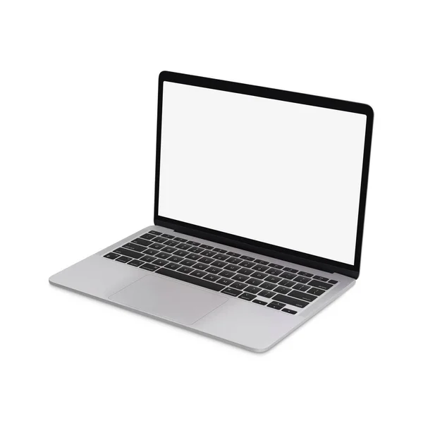 Vit Blank Mall Laptop Isolerad Vit Bakgrund — Stockfoto