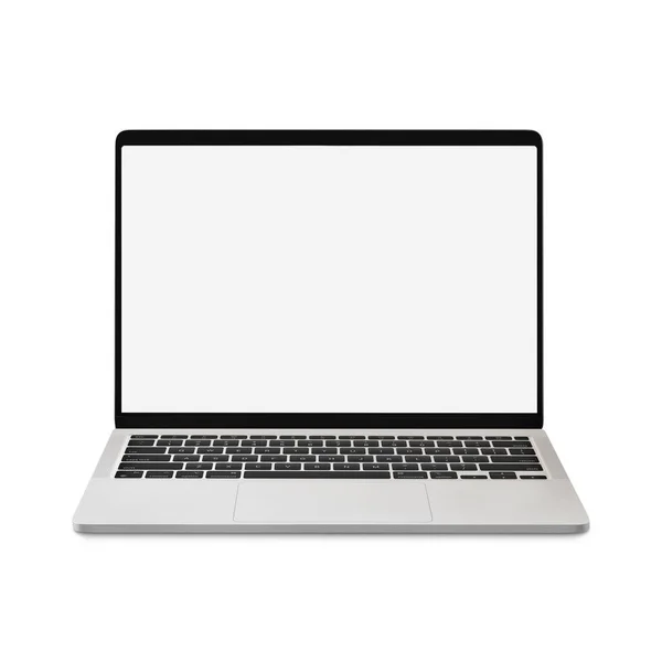 ホワイトブランクテンプレート ホワイトバックグラウンドで隔離されたノートパソコン — ストック写真