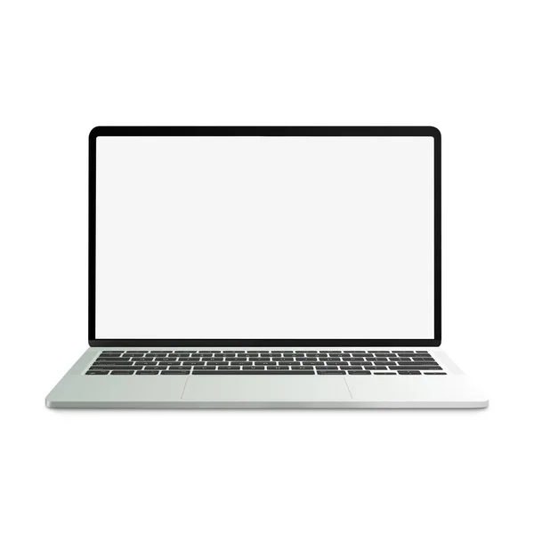 Λευκό Κενό Πρότυπο Laptop Που Απομονώνεται Λευκό Φόντο — Φωτογραφία Αρχείου