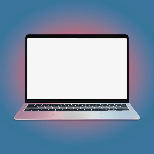 Leere Laptop Vorlage Computer Isoliert Auf Blauem Hintergrund — Stockfoto