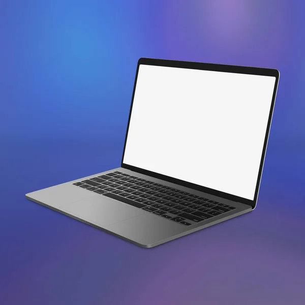 Pusty Laptop Szablon Komputer Izolowany Fioletowym Tle — Zdjęcie stockowe