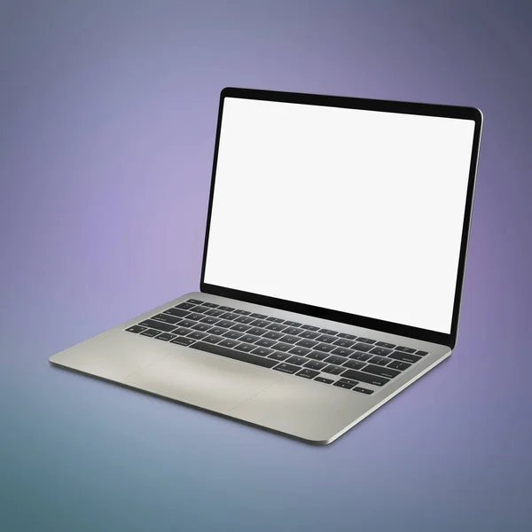 Üres Laptop Sablon Számítógép Elszigetelt Lila Háttér — Stock Fotó
