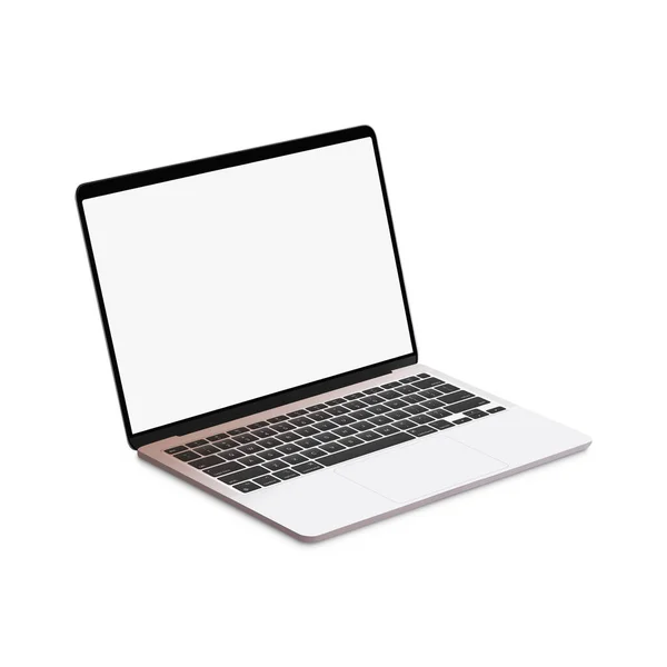 Λευκό Κενό Πρότυπο Laptop Που Απομονώνεται Λευκό Φόντο — Φωτογραφία Αρχείου
