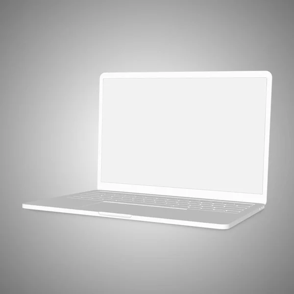 Белый Ноутбук Пустой Компьютер Шаблон Изолирован Белом Фоне — стоковое фото