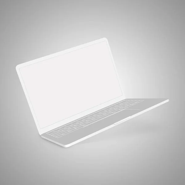 白色笔记本电脑空白计算机模板 独立于白色背景 — 图库照片
