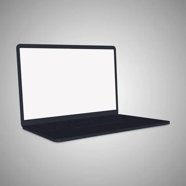 Zwarte Laptop Blanco Computer Template Geïsoleerd Een Witte Achtergrond — Stockfoto