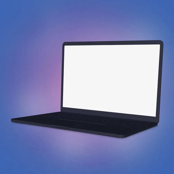 Чистый Ноутбук Шаблон Компьютера Изолированы Фиолетовом Фоне — стоковое фото