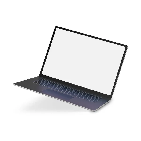 白色空白模板笔记本电脑 白色背景隔离 — 图库照片