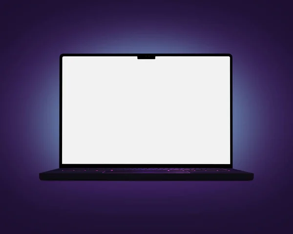 Чистый Ноутбук Шаблон Компьютера Изолированы Фиолетовом Фоне — стоковое фото