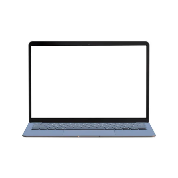 白色空白模板笔记本电脑 白色背景隔离 — 图库照片