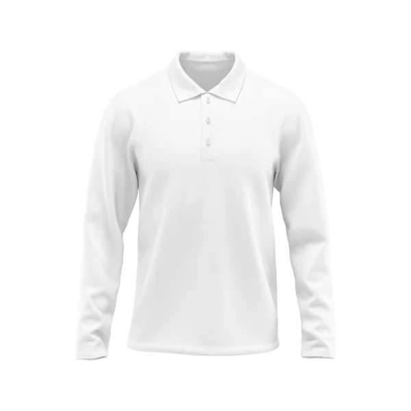 Bianco Bianco Bianco Manica Lunga Modello Camicia Isolato Uno Sfondo — Foto Stock