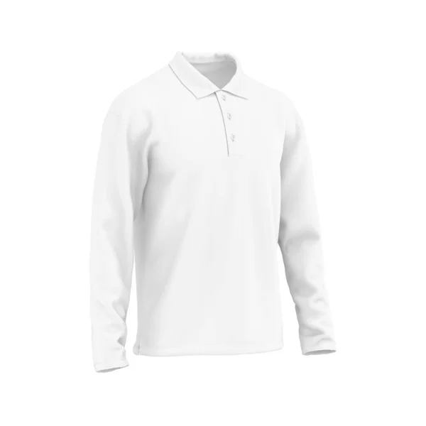 Plantilla Camisa Blanca Blanca Manga Larga Aislada Sobre Maniquí Fondo —  Fotos de Stock