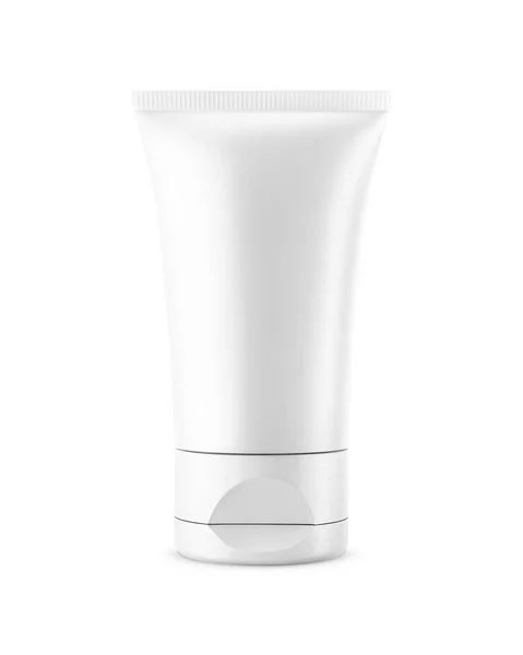 Blanco Matte Plastic Tube Mockup Voor Cosmetica Geïsoleerd Met Witte — Stockfoto