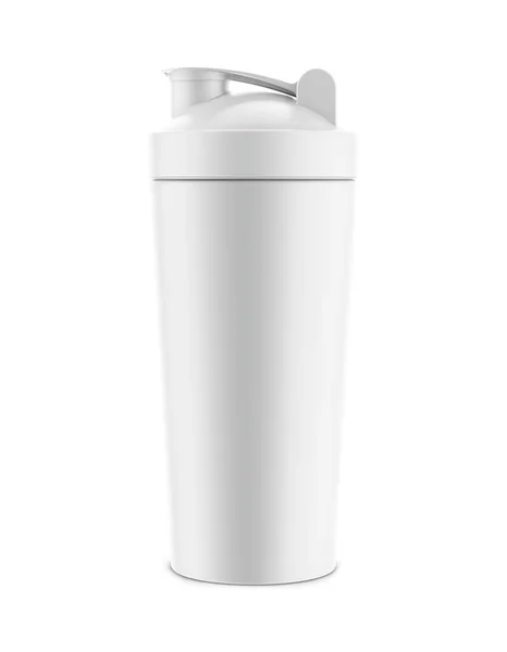 Bianco Opaco Shaker Bottiglia Modello Isolato Uno Sfondo Bianco — Foto Stock