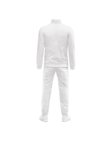 Costume Sport Blanc Pour Gabarit Homme Isolé Sur Fond Blanc — Photo