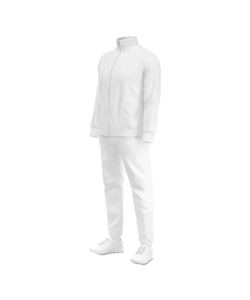 Costume Sport Blanc Pour Gabarit Homme Isolé Sur Fond Blanc — Photo