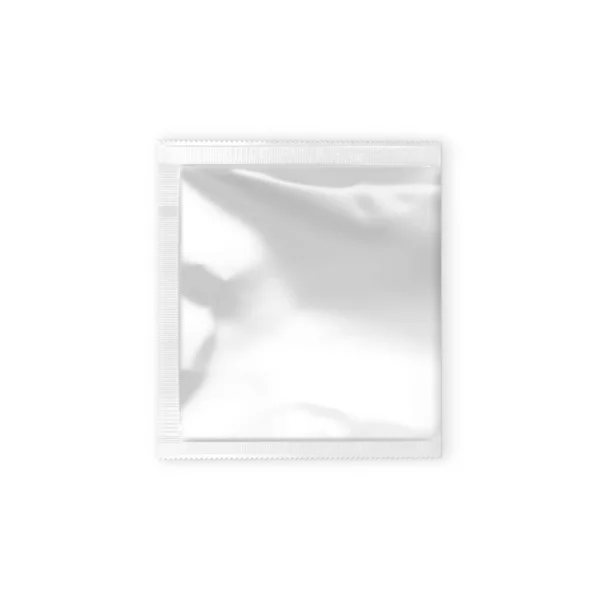 白い背景に隔離されたブランクの金属の白いサセットのパッケージ — ストック写真