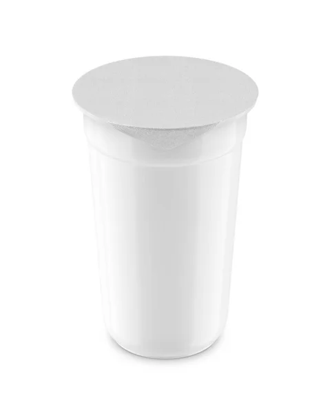 Blank Plastic Cup Szablon Pokrywą Izolowane Białym Tle — Zdjęcie stockowe