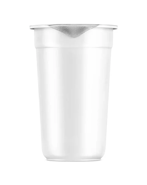 空白塑料杯模板 盖与白色背景隔离 — 图库照片