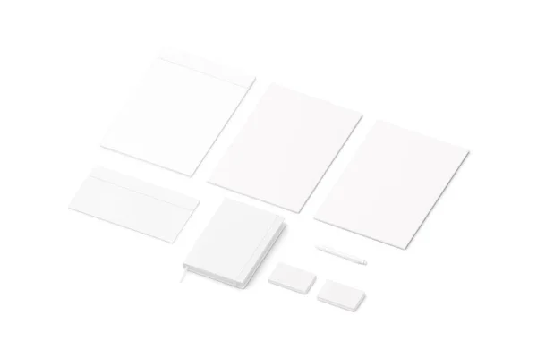 Blank White Stationary Template Isolated White Background — Stock Photo, Image