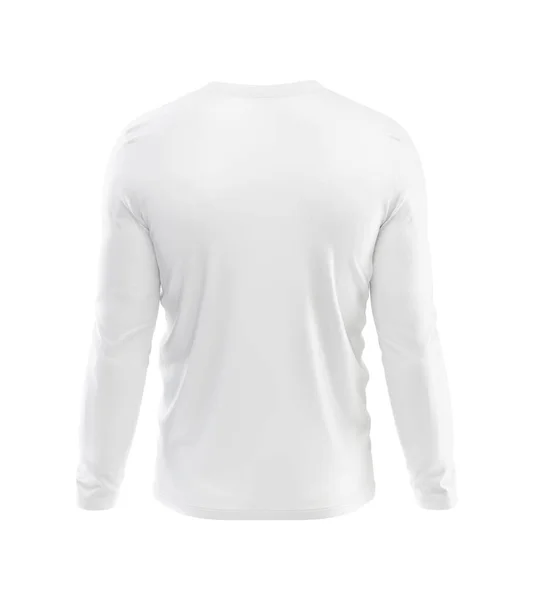 Shirt Blanc Manches Longues Modèle Blanc Isolé Sur Fond Blanc — Photo