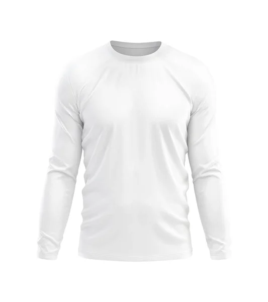 Shirt Blank Långärmad Vit Mall Isolerad Vit Bakgrund — Stockfoto