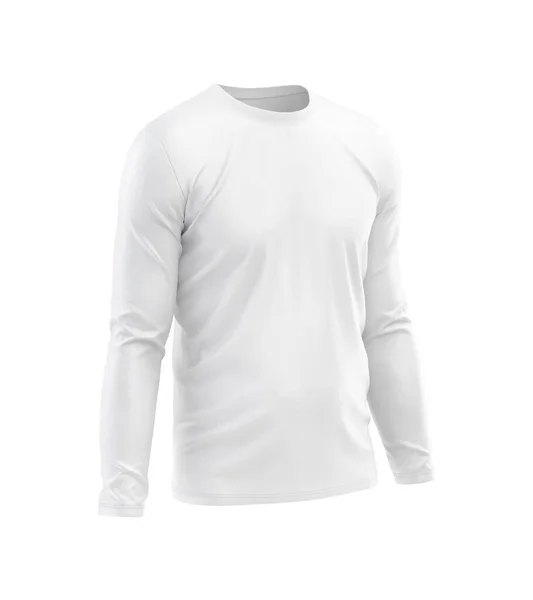 Shirt Blank Manga Longa Modelo Branco Isolado Fundo Branco — Fotografia de Stock