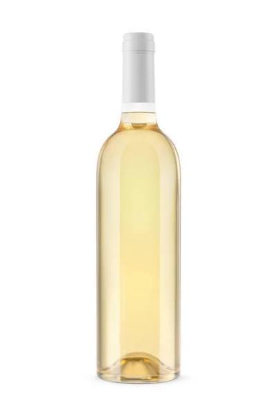 Botella Vino Blanco Aislada Sobre Fondo Blanco —  Fotos de Stock