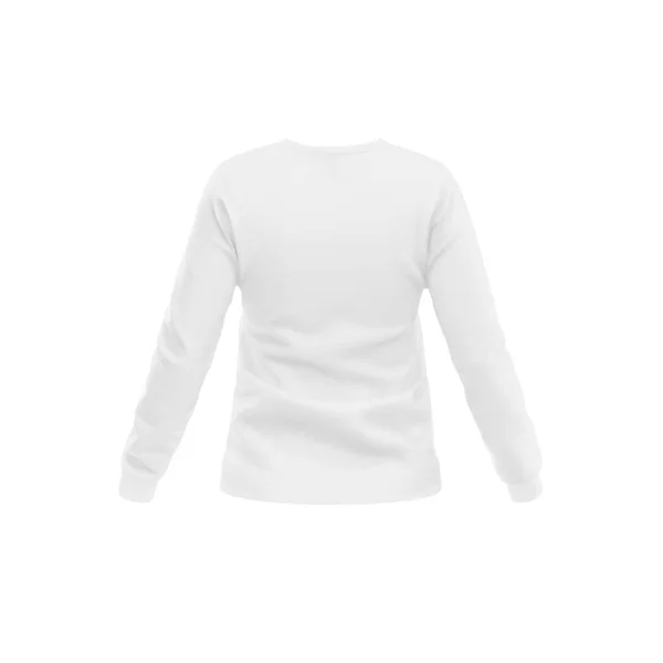 Blank Woman Branco Manga Longa Shirt Modelo Isolado Fundo Branco — Fotografia de Stock