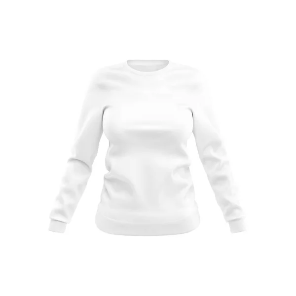 Mujer Blanco Blanco Camiseta Manga Larga Plantilla Aislada Sobre Fondo —  Fotos de Stock